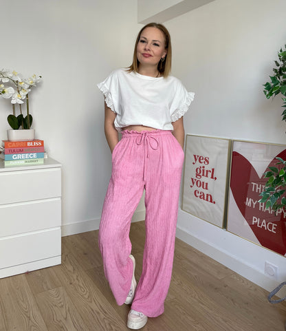 Pantalon fluide rose PERLA