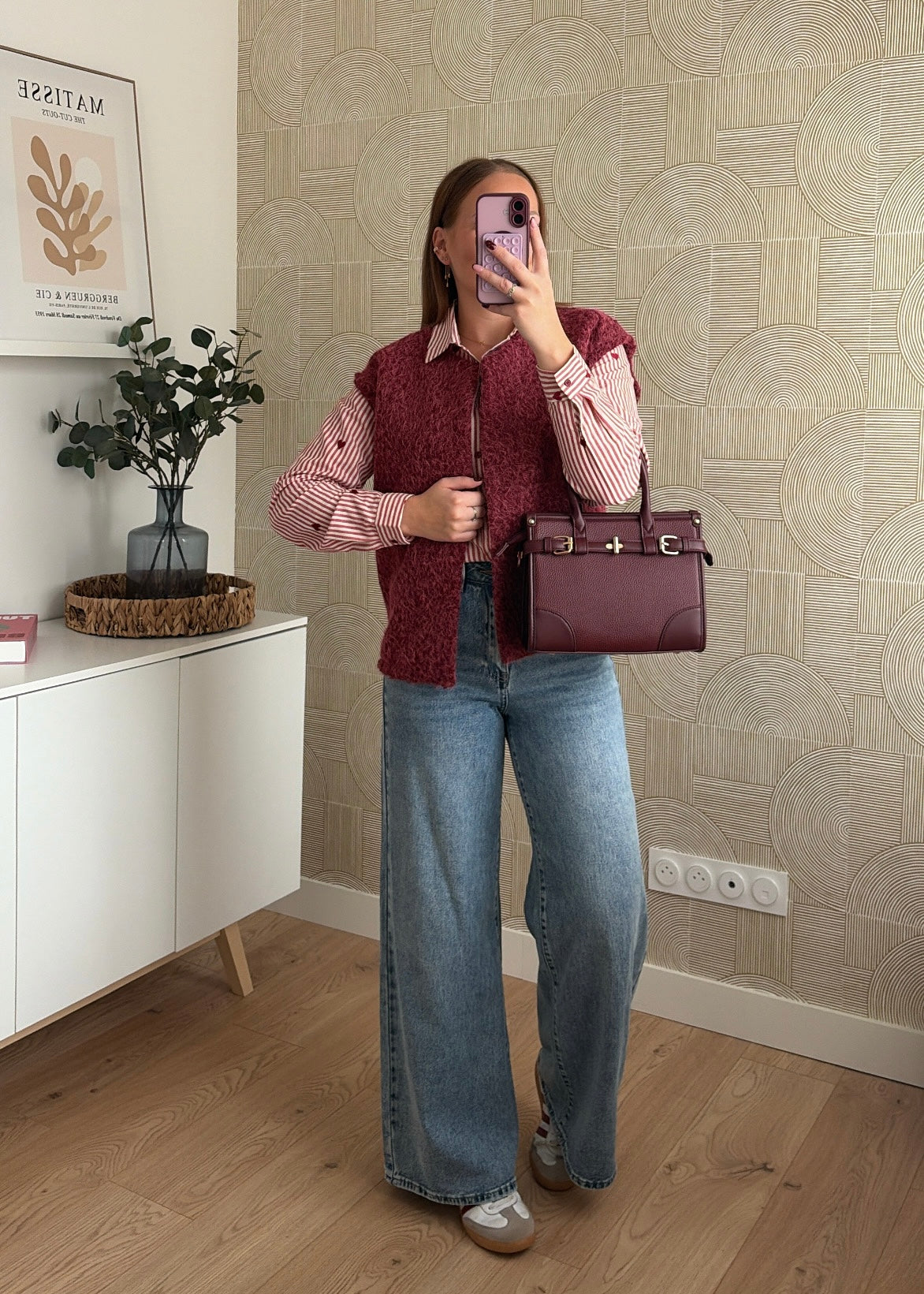 Veste bouclette bordeaux - AMBER