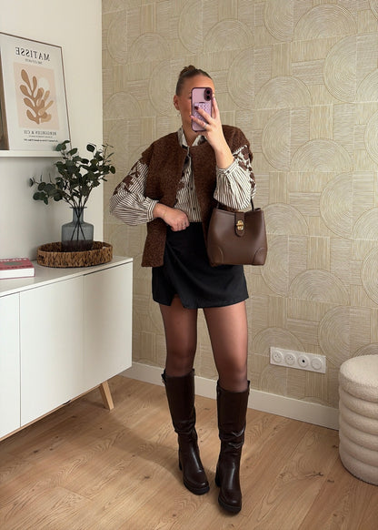 Veste bouclette choco - AMBER