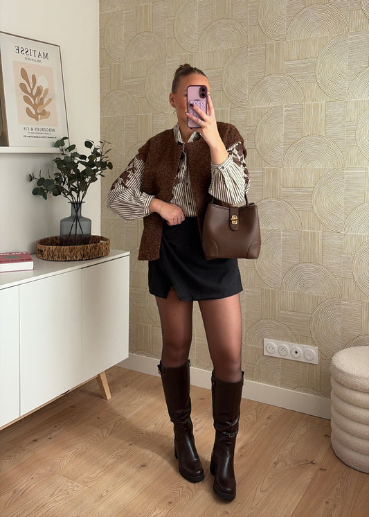 Veste bouclette choco - AMBER