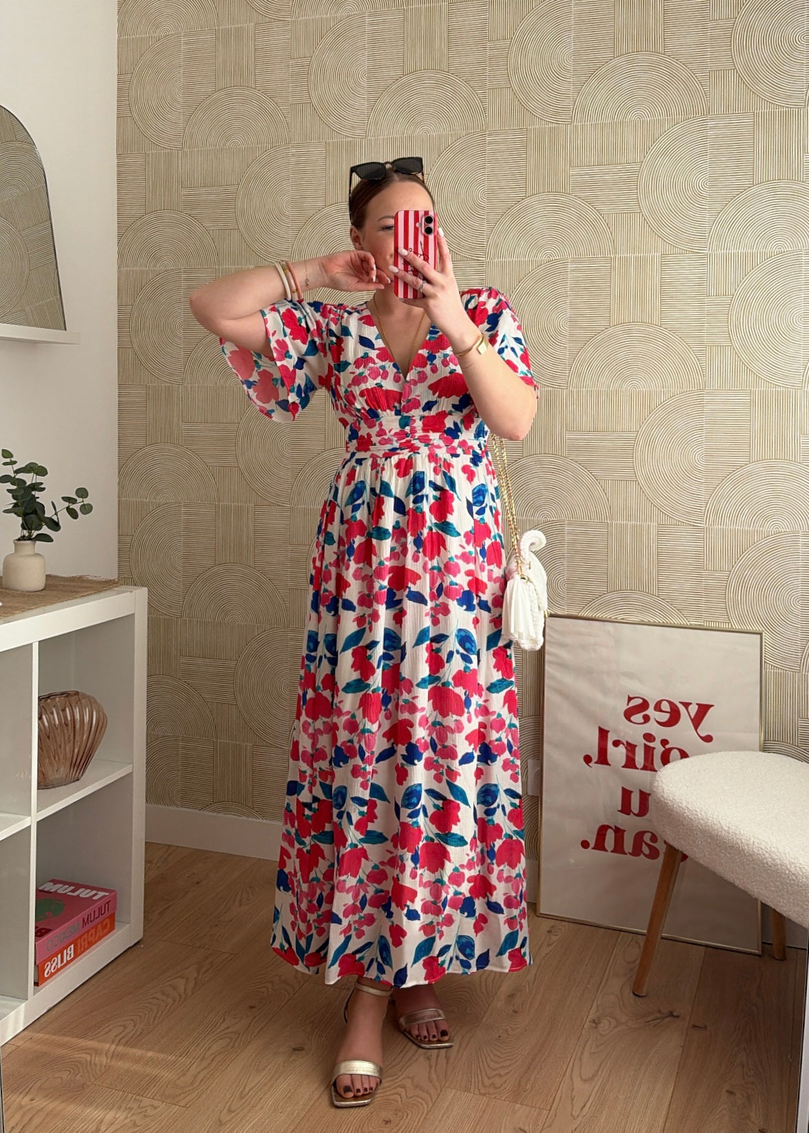 Robe longue rose/bleu- EMMA