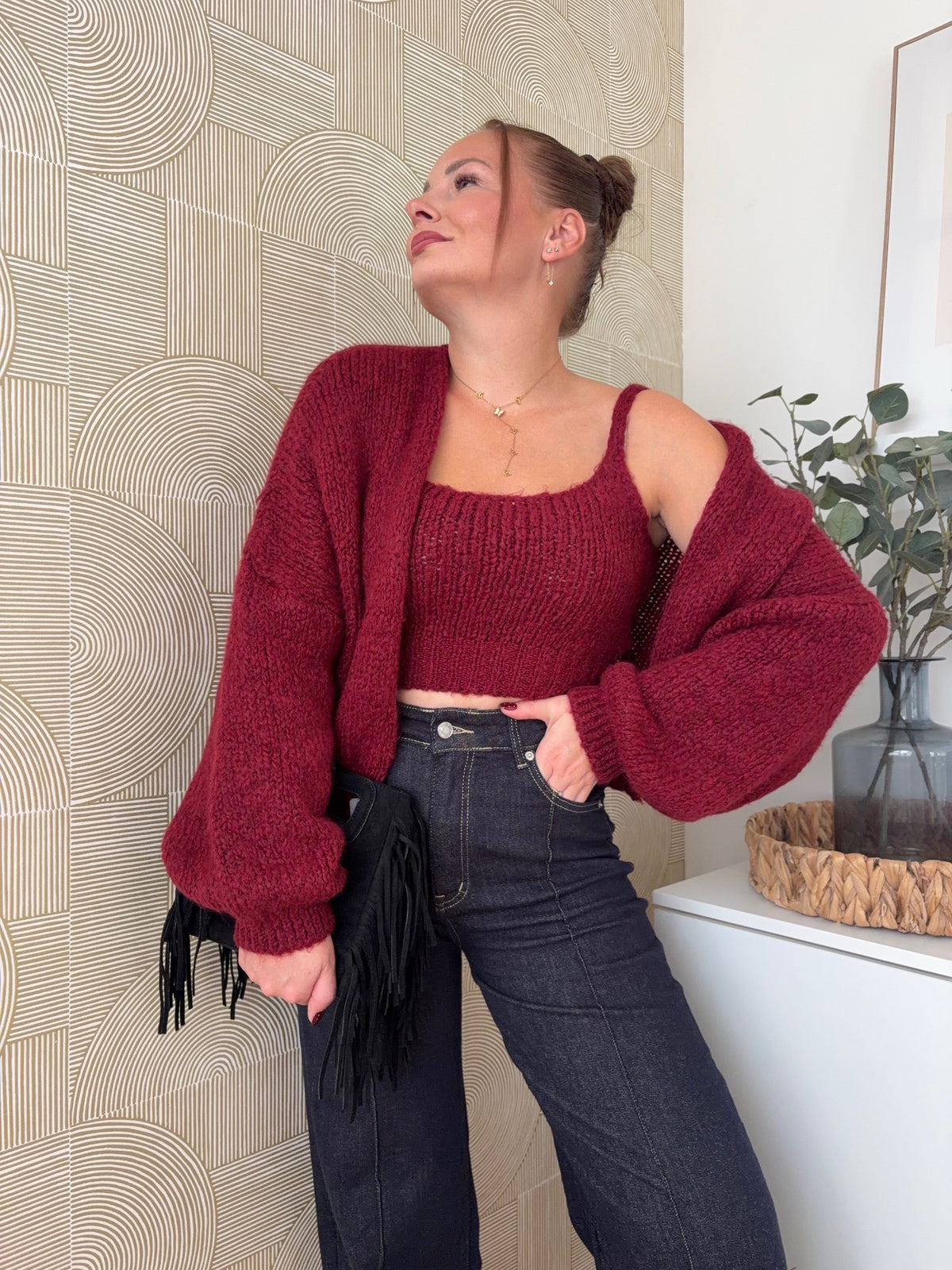 PRÉCOMMANDE / Gilet + débardeur bordeaux - NAOMIE