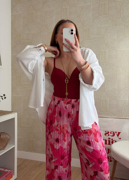 Pantalon plissé rose - NINA