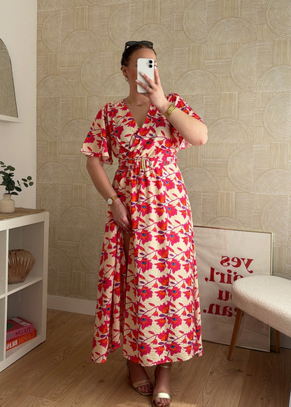 Robe fleurie - FUCHSIA