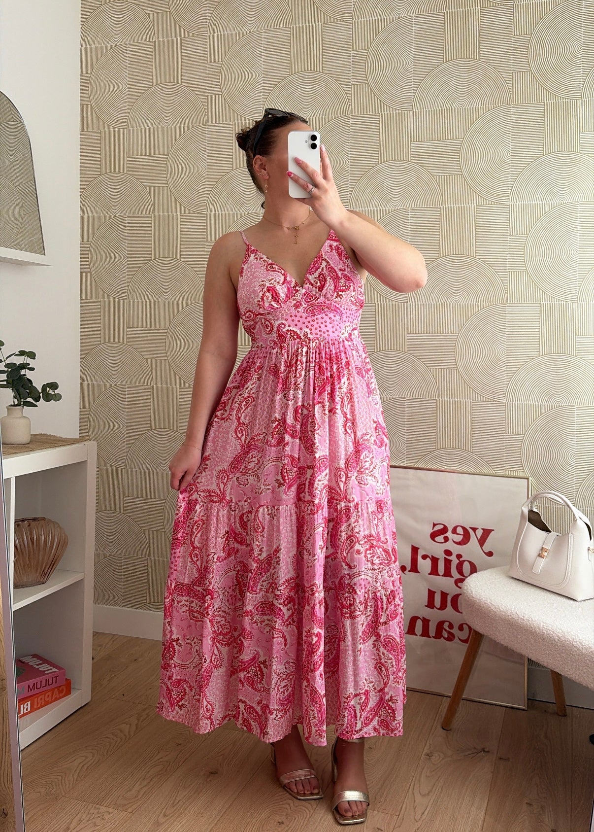 Robe longue bohème rose - AZURA