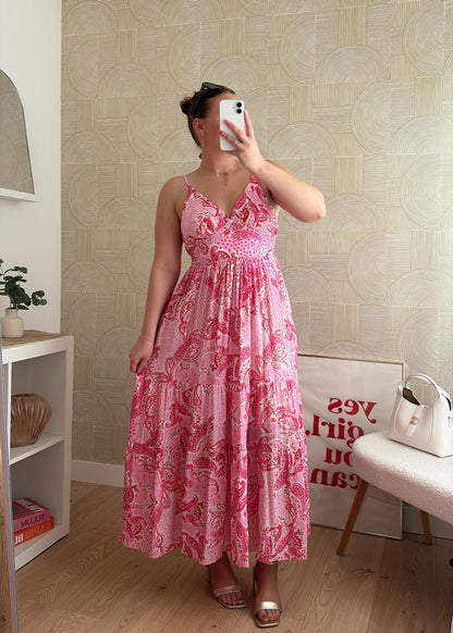 Robe longue bohème rose - AZURA