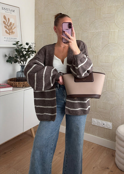 Gilet à rayures taupe - CÉLIA