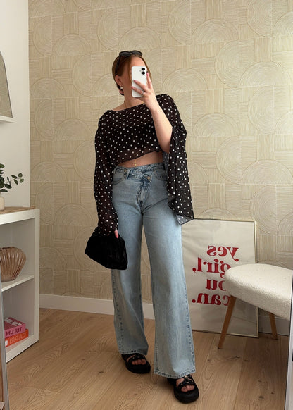 Jeans asymétrique wide leg - EZIO