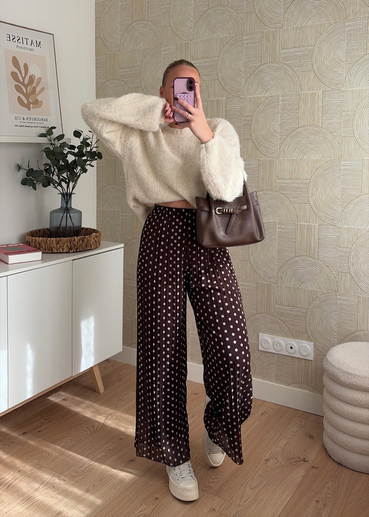 Pantalon plissé choco - POIS