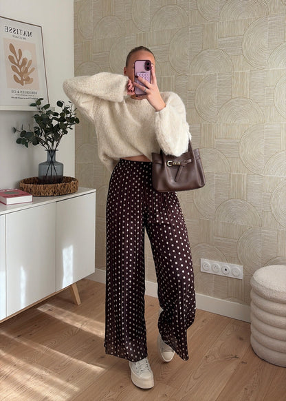Pantalon plissé choco - POIS