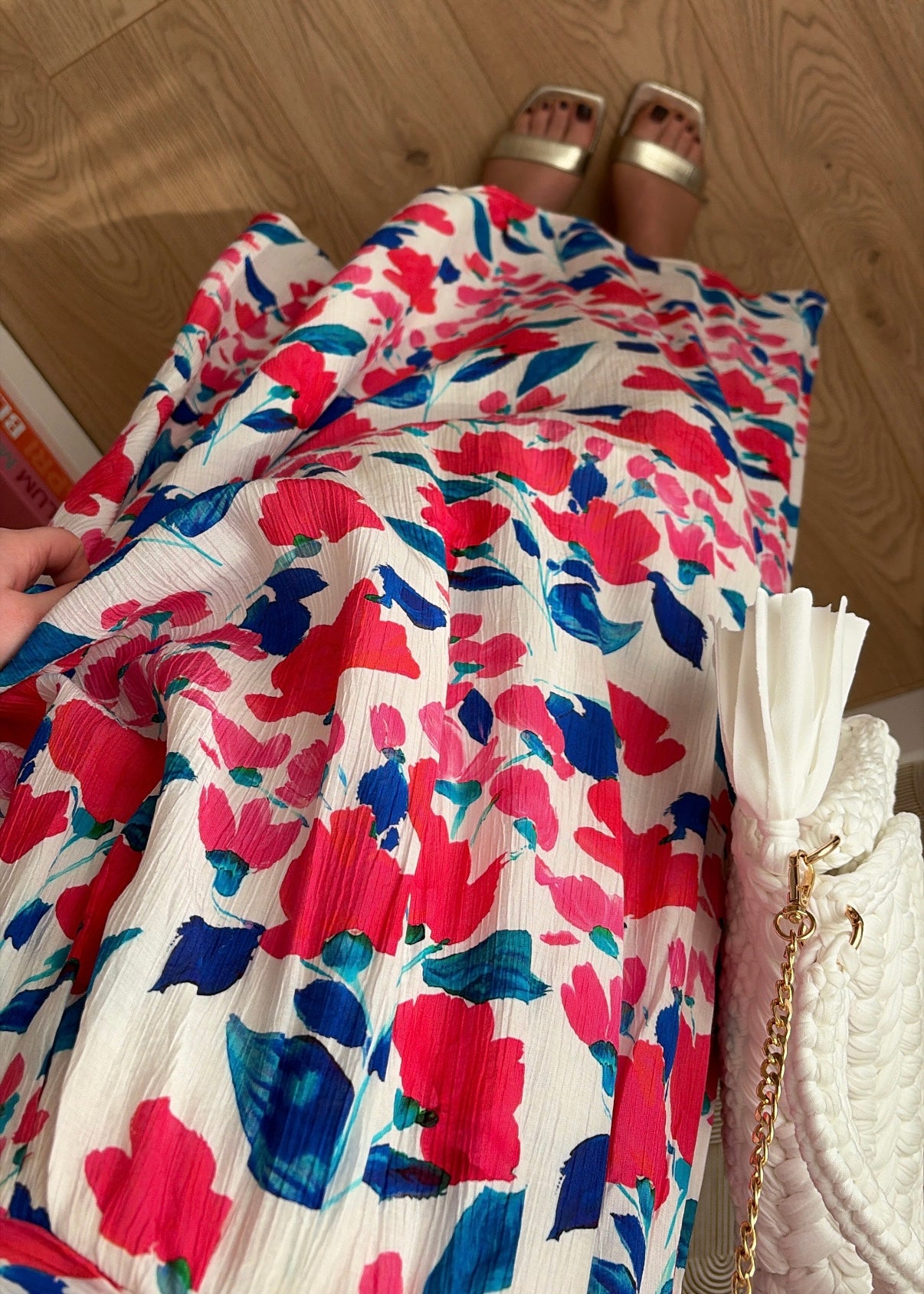 Robe longue rose/bleu- EMMA