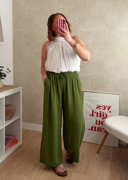Pantalon olive - GAZE DE COTON