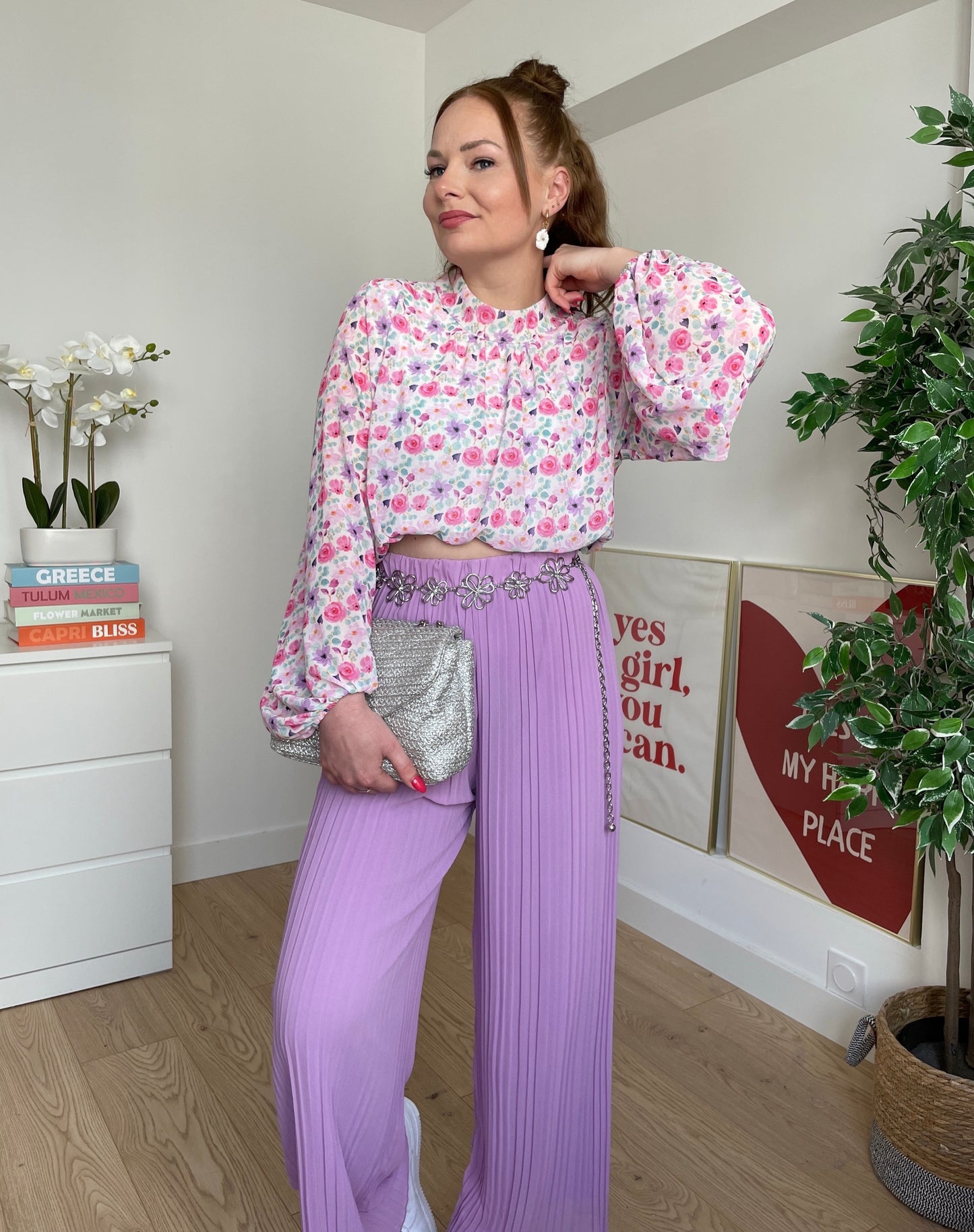 Pantalon plissé mauve LYNE