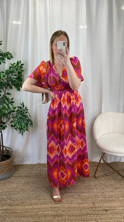 Robe longue SUNNY - Orange & Rose