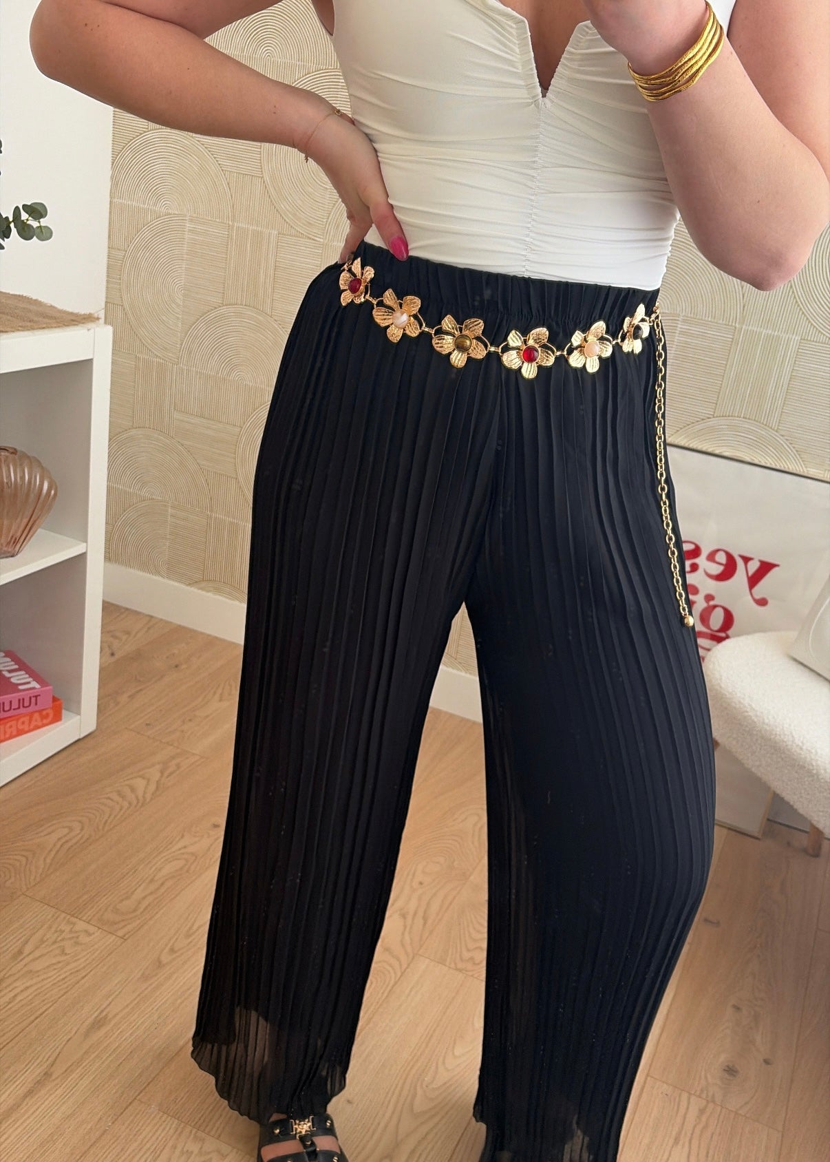 Pantalon plissé noir - LYNE