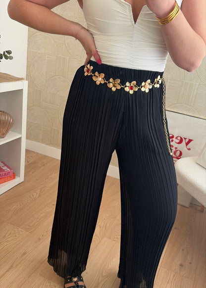 Pantalon plissé noir - LYNE