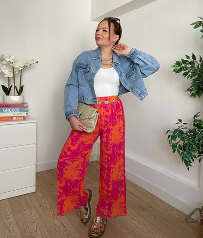 Pantalon plissé à tache orange IVANA