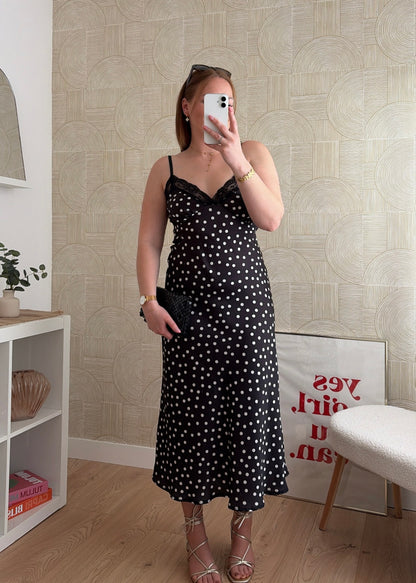 Robe longue à pois noir - NIRMA