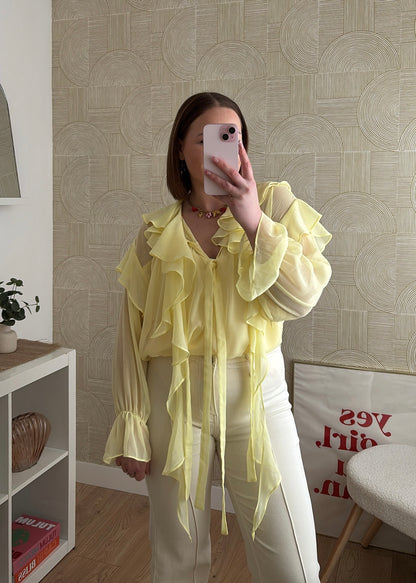 Blouse volantée jaune - NOÉMY