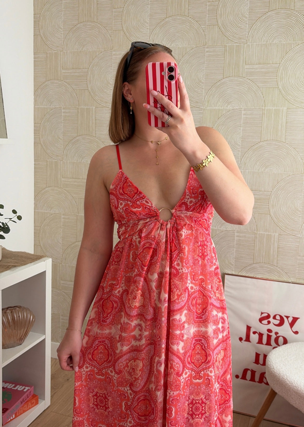Robe longue corail - SIENNA