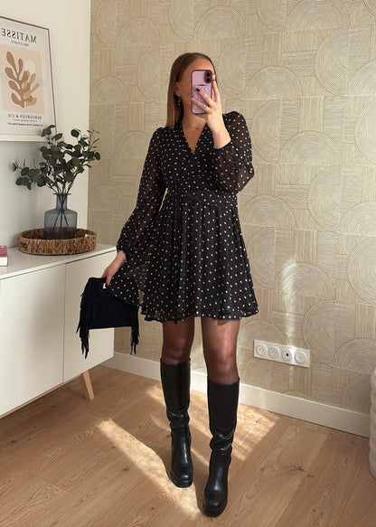 Robe noire à pois - CASSIE
