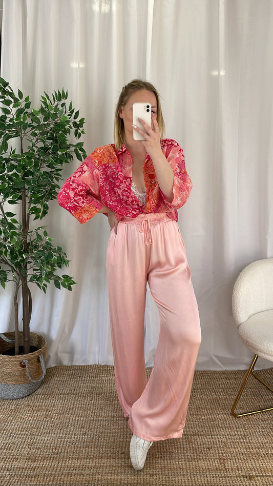 Pantalon fluide LORIE - Rose pâle