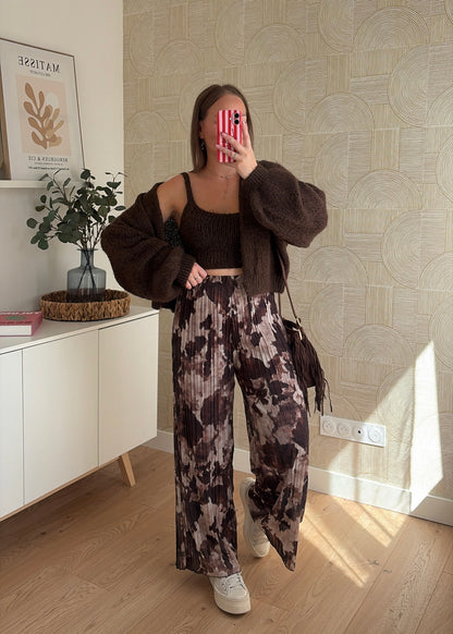 Pantalon plissé choco - LEELOO