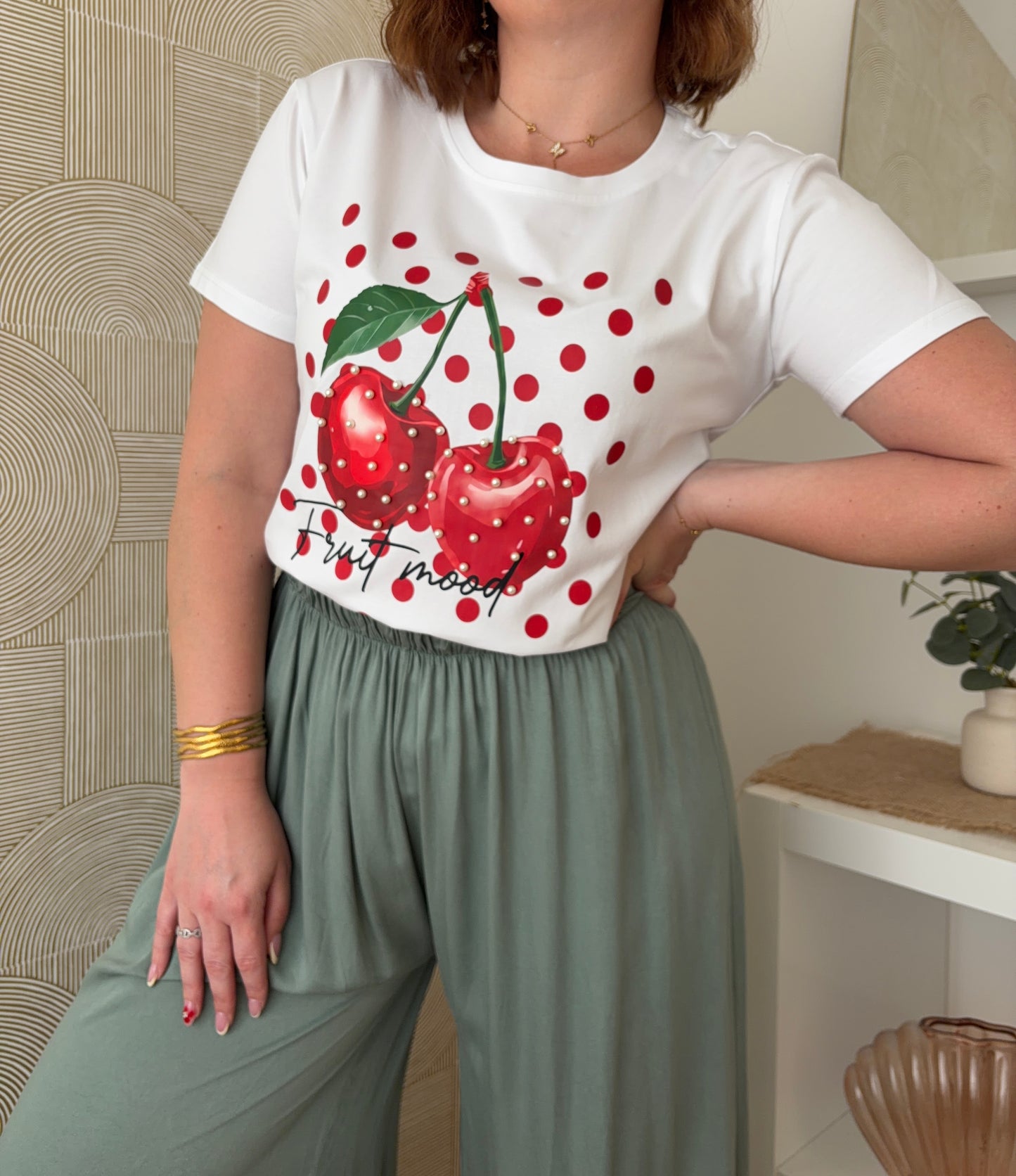 T-shirt cerise blanc - CHERRY
