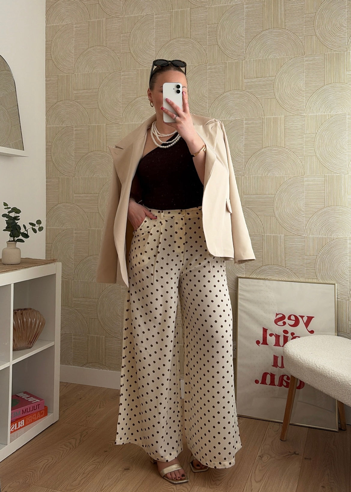 Pantalon beige/choco - POIS
