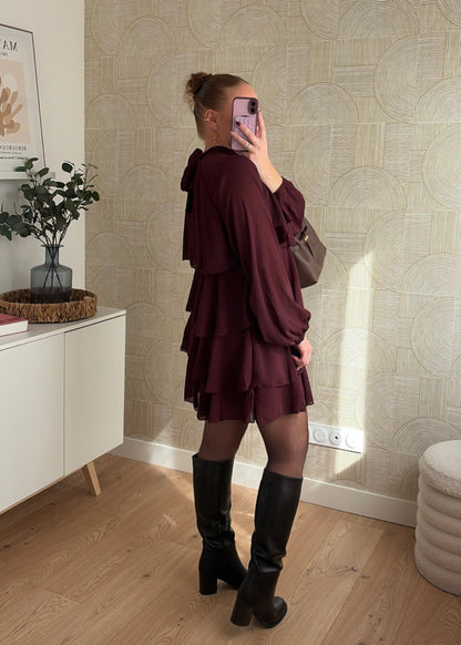 Robe volants bordeaux - CHIARA