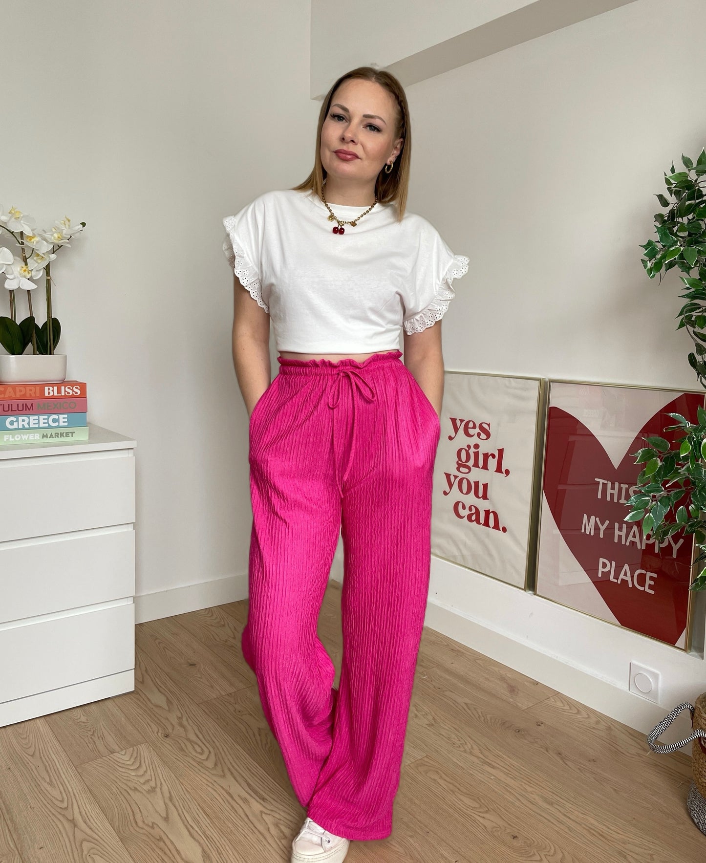 Pantalon fluide fuchsia  PERLA