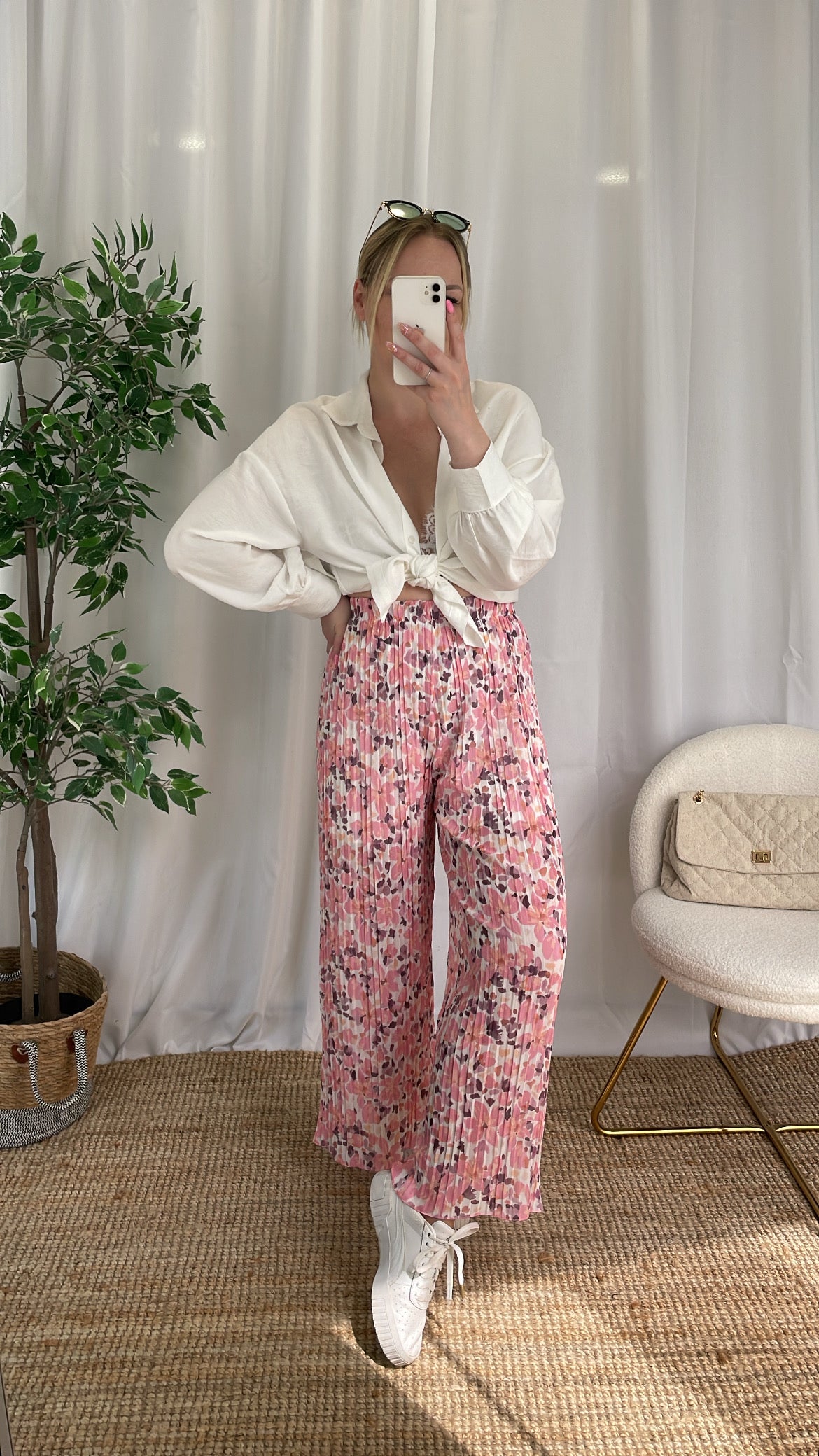 Pantalon plissé HAWA - Rose pâle