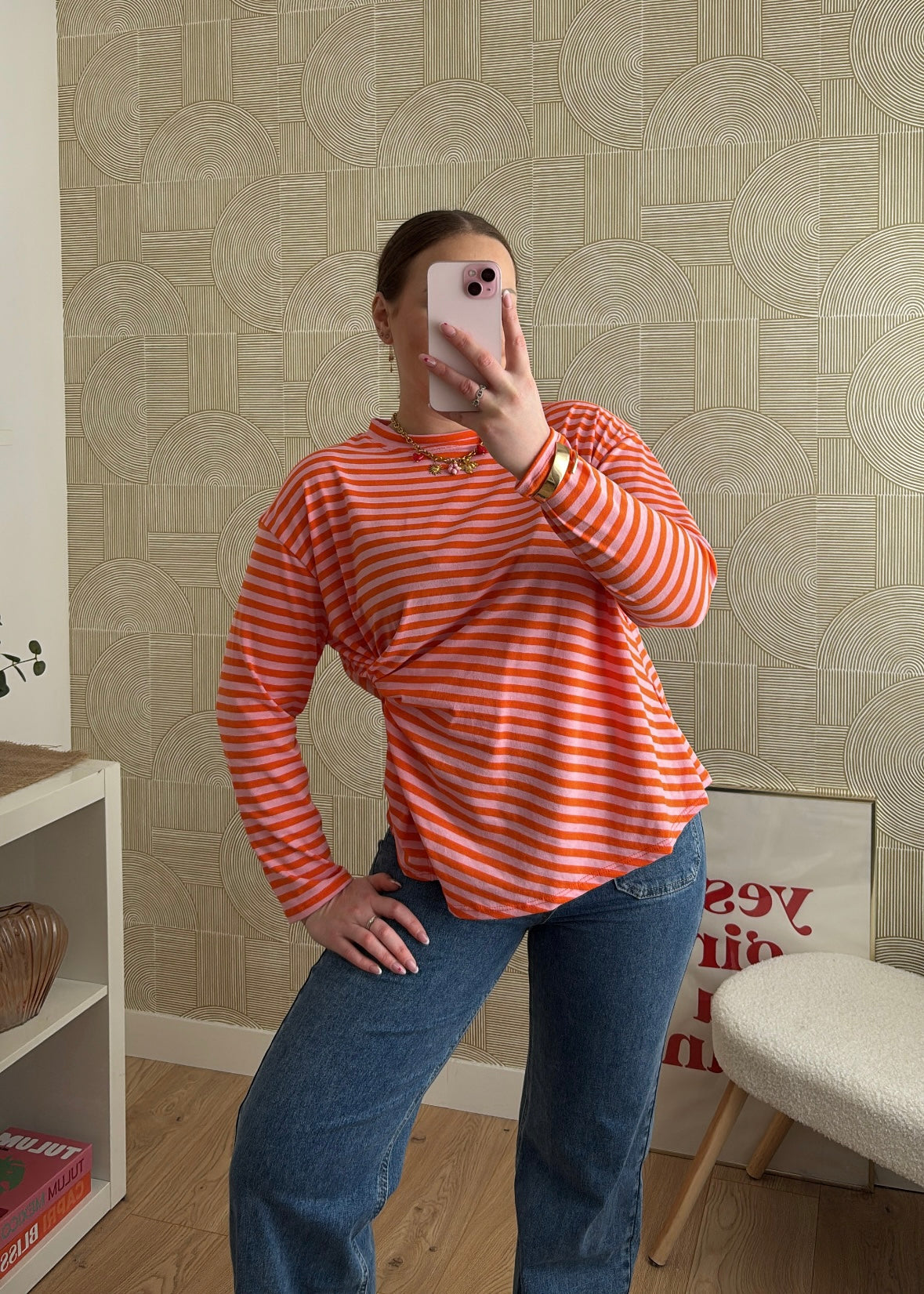 Top marinière drapé orange - JADE