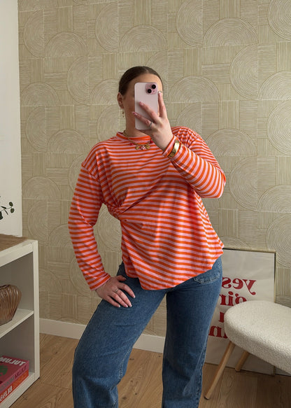 Top marinière drapé orange - JADE