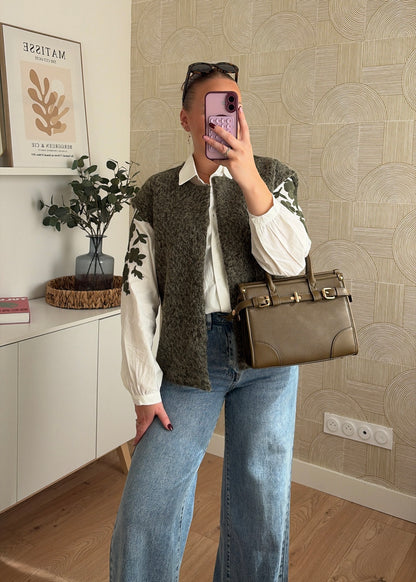 Veste bouclette kaki - AMBER