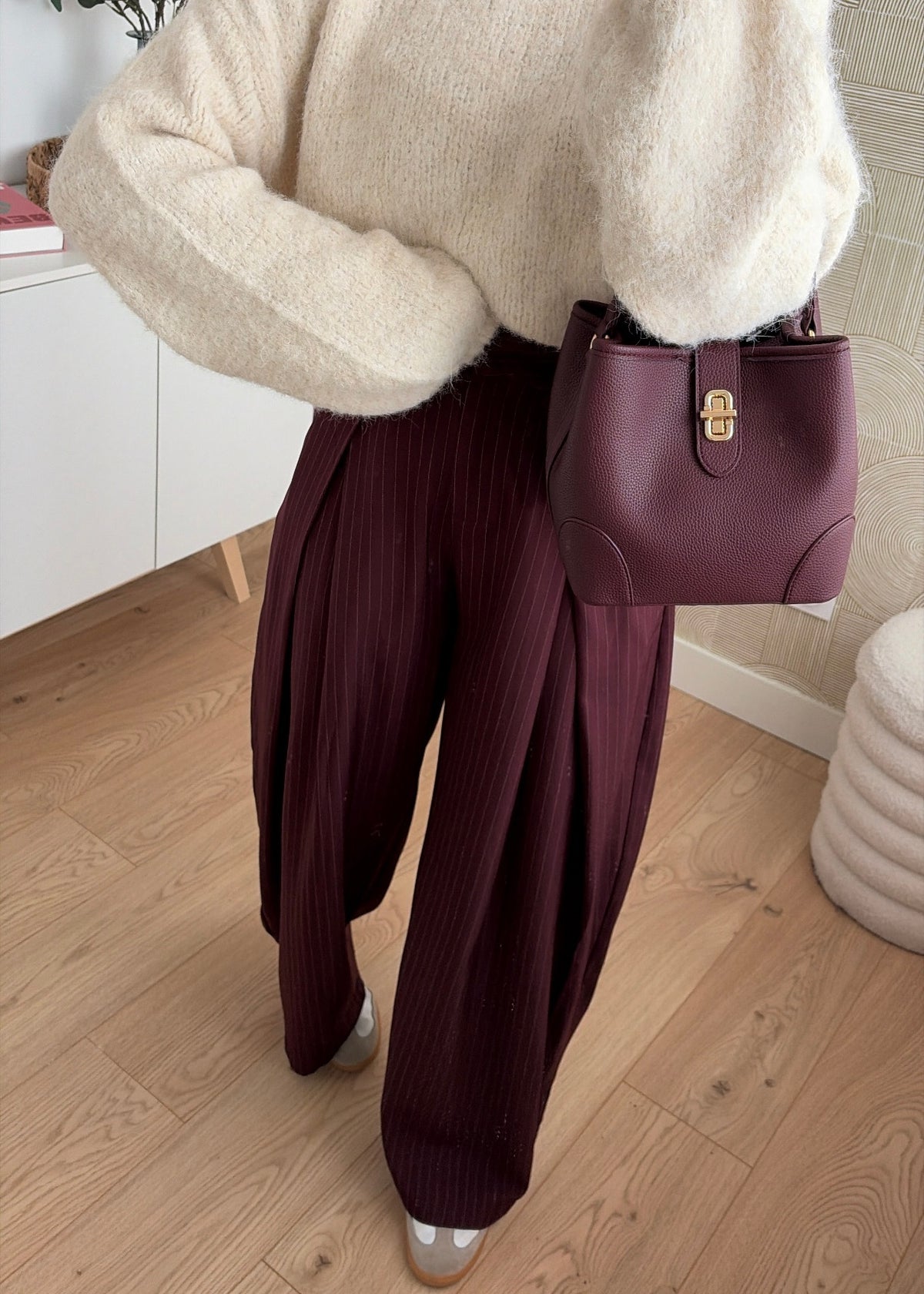 Pantalon à rayures bordeaux - ZAIA