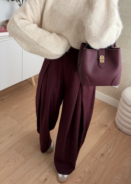 Pantalon à rayures bordeaux - ZAIA