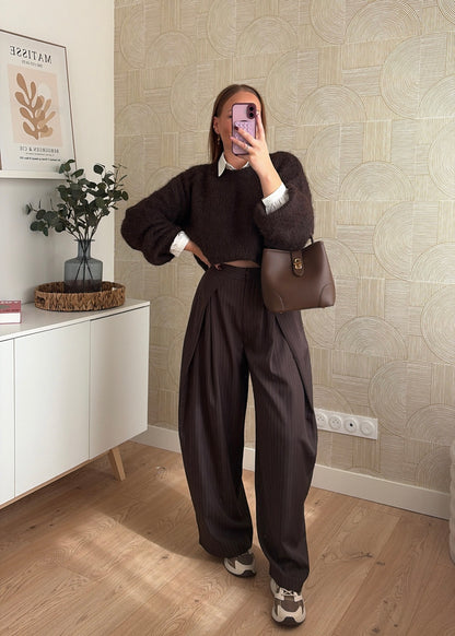 Pantalon à rayures choco - ZAIA