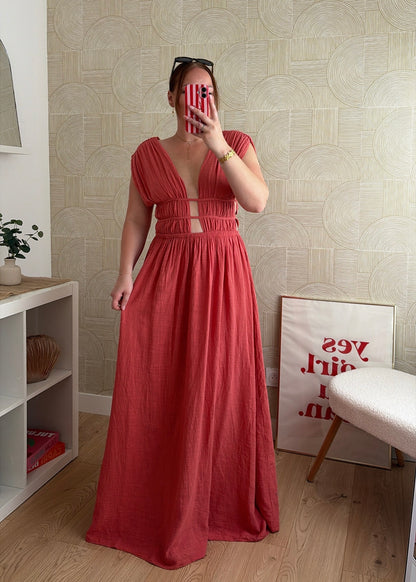 Robe longue saumon - LAYNA