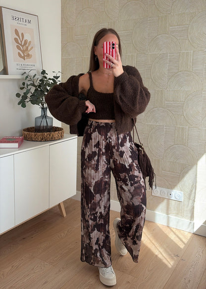 Pantalon plissé choco - LEELOO