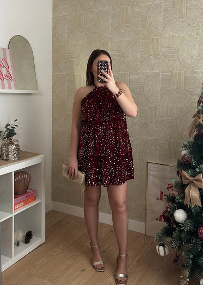 Robe à sequins bordeaux "L'INCROYABLE"