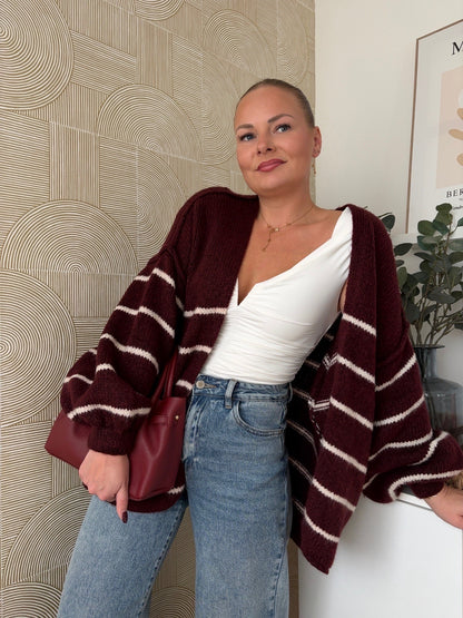 Gilet à rayures bordeaux - CÉLIA