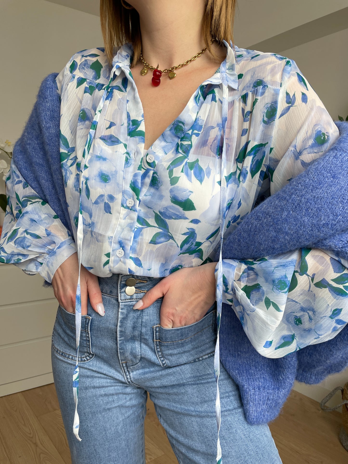 Blouse à fleurs bleu CORINE