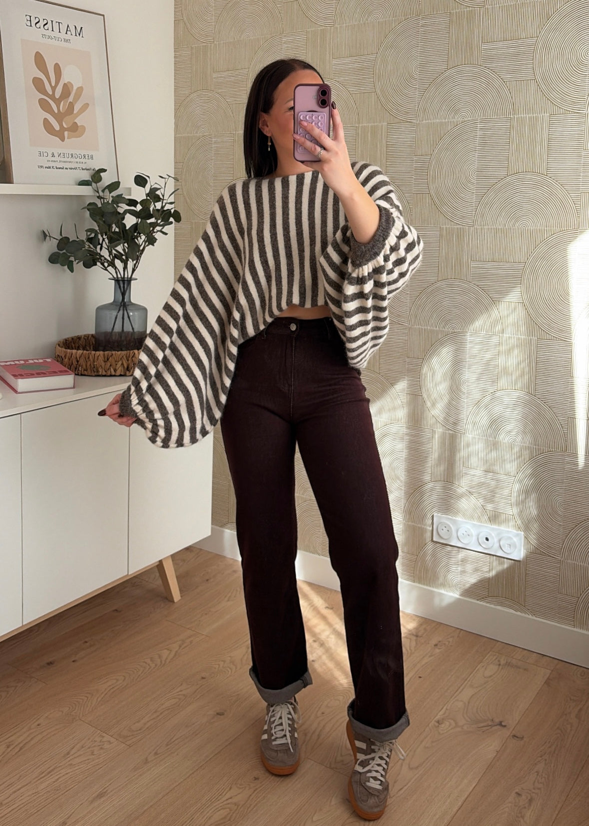 Pull rayé marron clair - ALIX