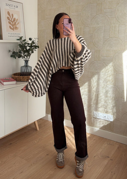 Pull rayé marron clair - ALIX