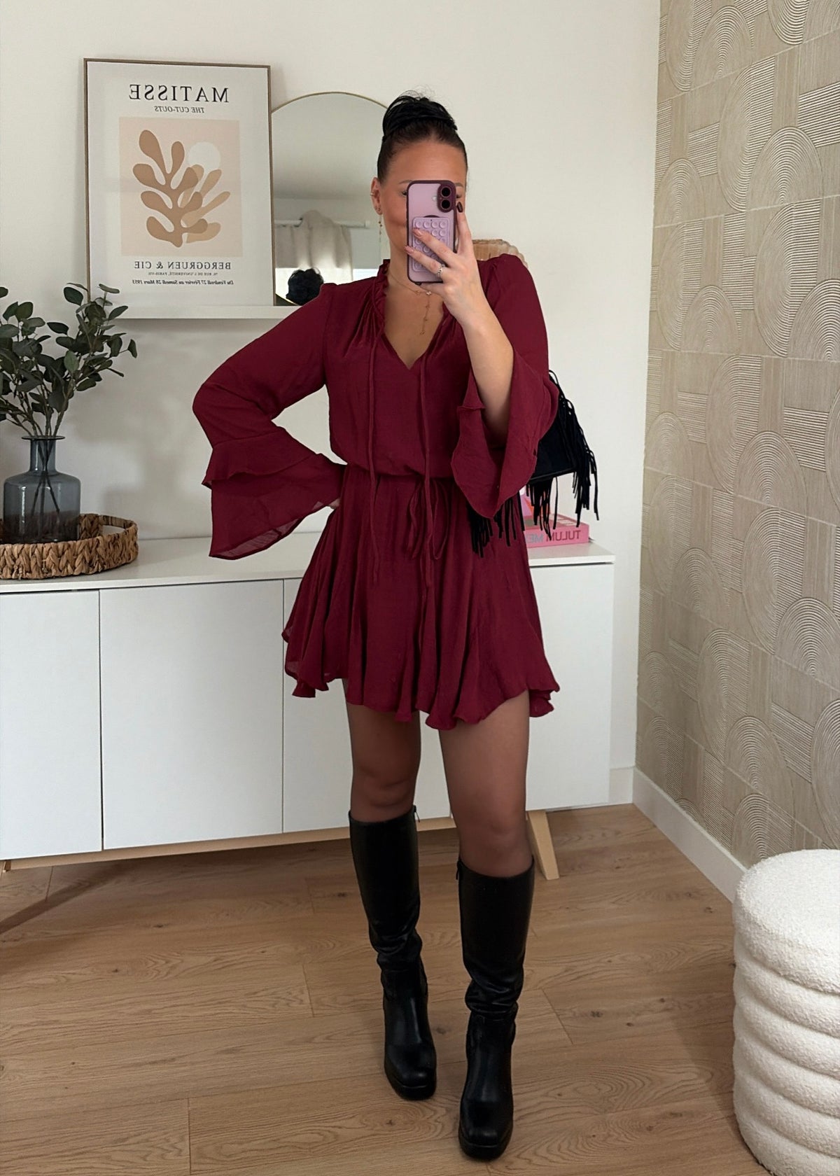 Robe courte bordeaux - CHLÉA