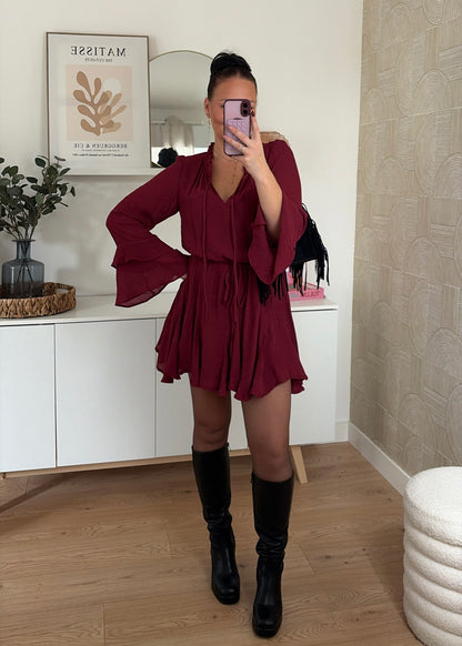 Robe courte bordeaux - CHLÉA