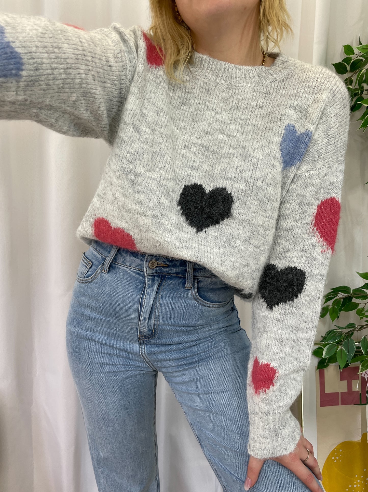 Pull gris à cœurs SEILIA