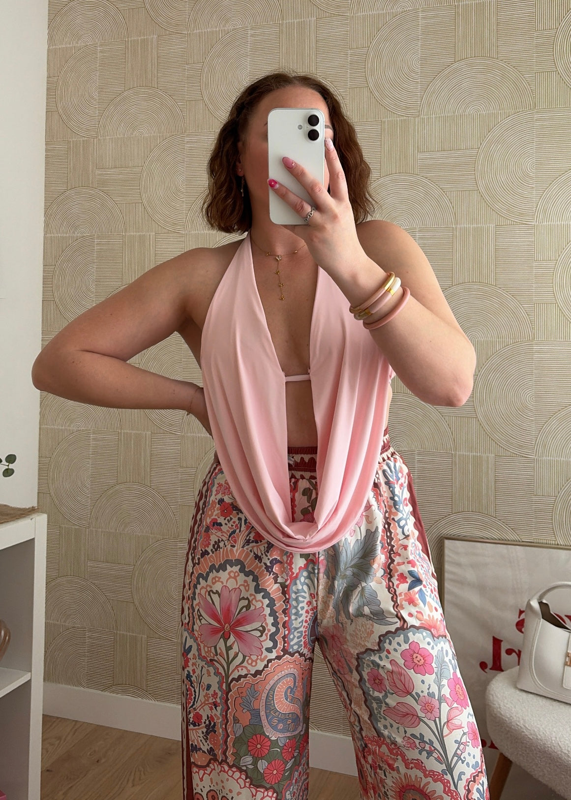 Top drapé rose baby - IVORY