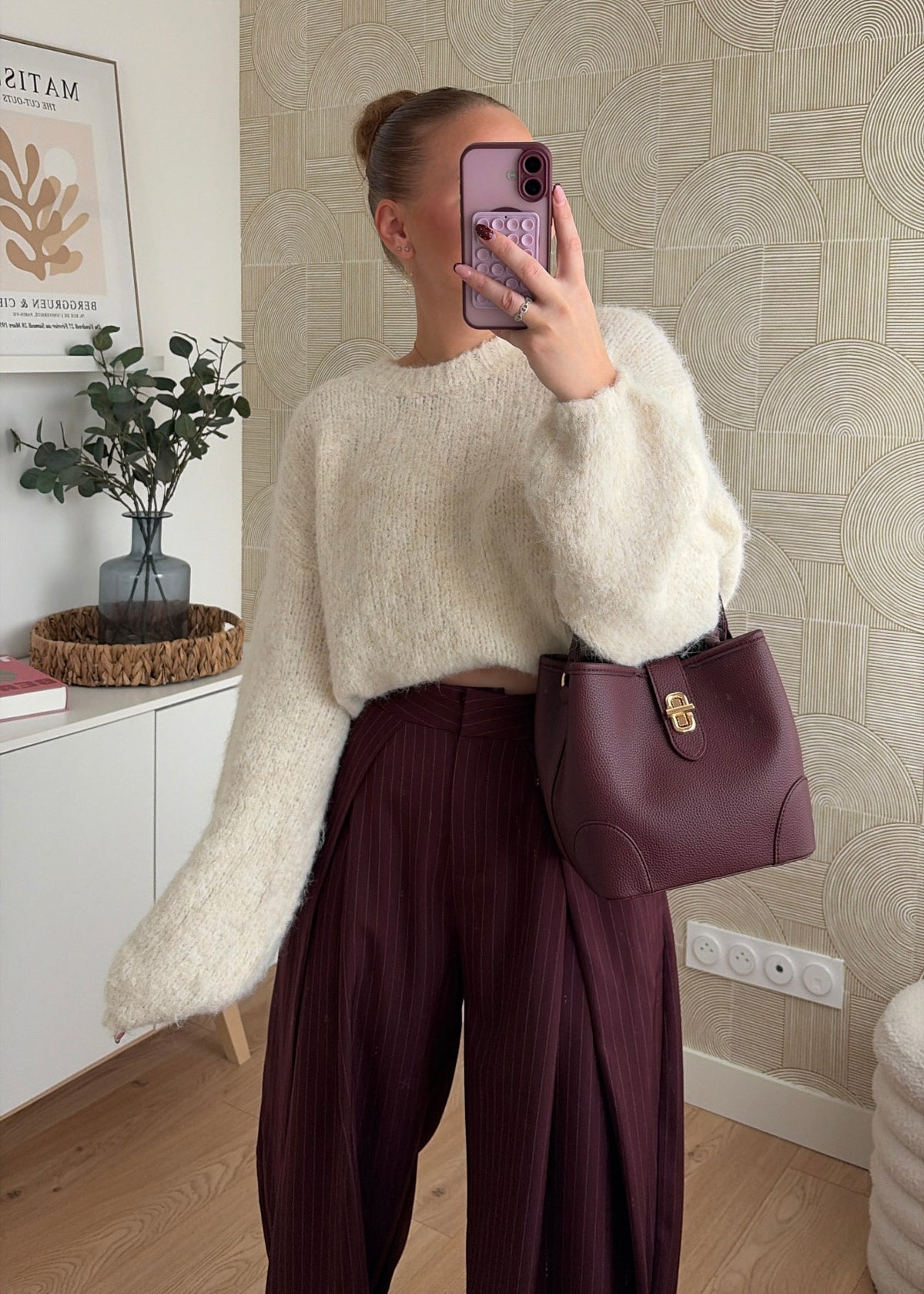 Pantalon à rayures bordeaux - ZAIA